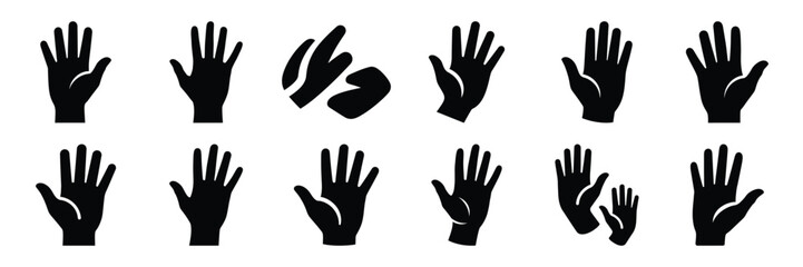 a collection of greeting wave minimal vector icon set, Human interaction vector icon set. © KartikChandro