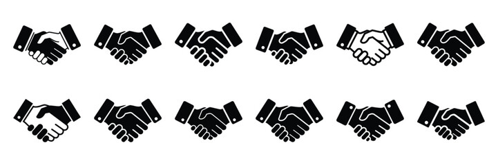 Obraz premium a collection of handshake greeting minimal vector icon set, Human interaction vector icon set.