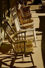 wooden chairs in a row