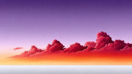 Fiery clouds glow against a twilight sky, painting the horizon with vibrant hues