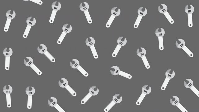 Seamless Pattern of Wrenches on Dark Background, Tool Illustration, Graphic Design, Studio View, Industrial Concept