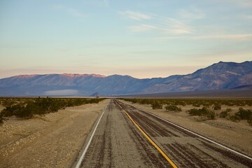 desert mountain road at sunrise