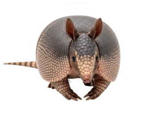 Curious armadillo looking up isolated on transparent background