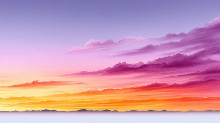 Vibrant sky at dawn with soft clouds painted in warm hues