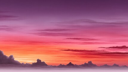 Vibrant sky with swirling clouds painted in sunset hues of pink, orange, and purple