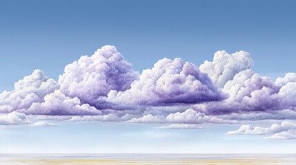 Wispy, soft clouds in a vibrant blue sky over a serene, hazy horizon