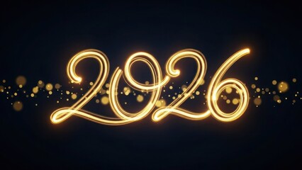 Glowing golden 2026 numbers with bokeh effect new year