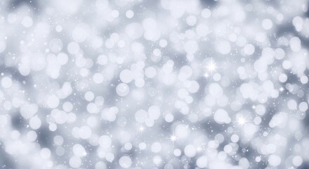 Blurry background with white and gray sparkles and bokeh lights effect