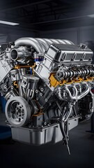 Fototapeta premium Powerful V8 Engine for Automotive Performance Enthusiasts