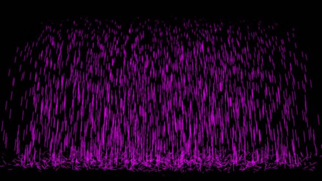 Abstract digital purple matrix rain falling lines background with glitch data flow