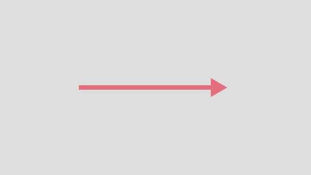 Horizontal red arrow pointing right on light gray background animation video, Direction sign Video