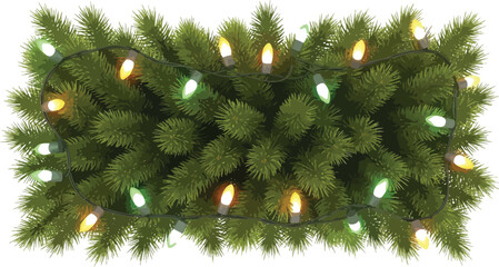 Christmas Garland with Pine Cones and Twinkling Lights