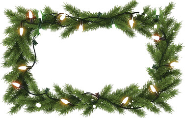 Festive Christmas Garland with Lights Frame Decoration