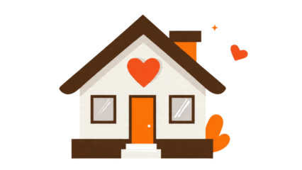 Cute House with Heart Icon Illustration