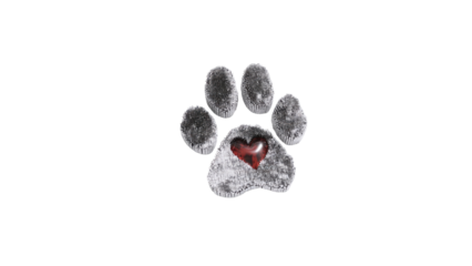 Dog Paw Print with Heart Isolated