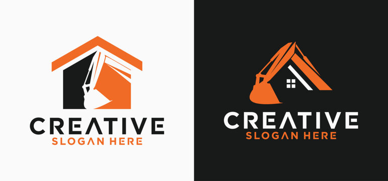 Excavator initial logo, Logo of initial alphabet combination of excavator heavy equipment.