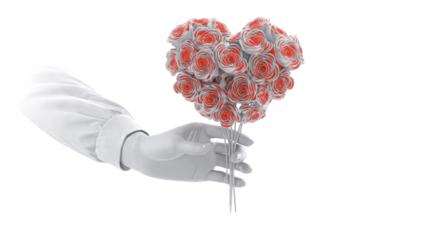 Hand Holding Rose Heart, Isolated