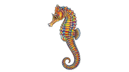 Fototapeta premium Vibrant Colorful Tropical Seahorse Illustration, Isolated Marine Animal Graphic isolated PNG with Transparent Background