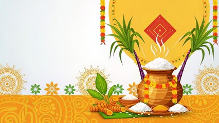 Traditional Pongal Harvest Festival Still Life