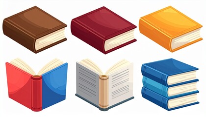 stack of old books on white background