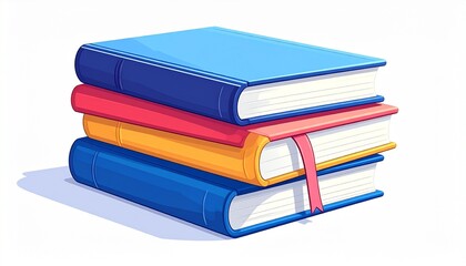 Stack of colorful books isolated on white background