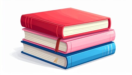 Stack of colorful books isolated on white background