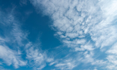 Autumn blue sky with beautiful patterned clouds