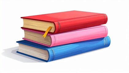 Stack of colorful books isolated on white background