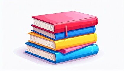 Stack of colorful books isolated on white background
