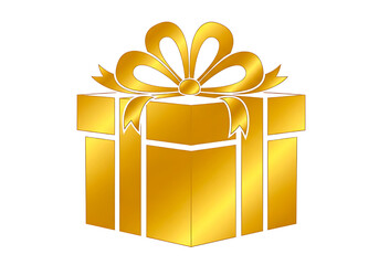 Golden Gift Box with Ribbon.