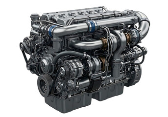 Industrial Diesel Engine Machine Closeup.