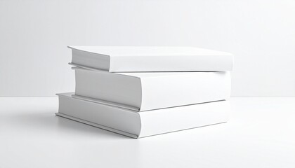 Stack of White Hardcover Books on White Background