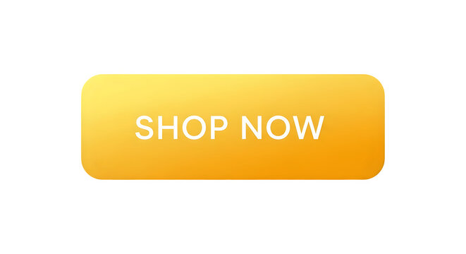 Golden shop now button isolated on transparent background