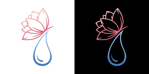 water and flower logo. professional logo for spa