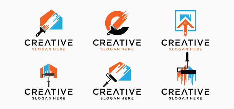 Home repair logo collection, House painting logo design template Construction Logo.