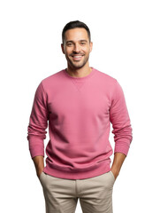 Obraz premium Man in pink sweater smiling isolated on transparent background