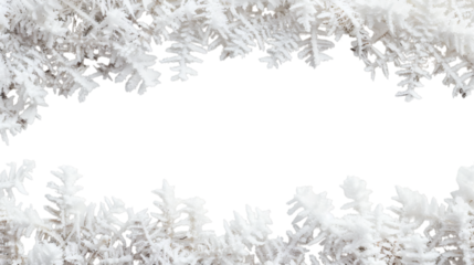 Snow-covered flooring with soft textures forming a natural border on a white background
