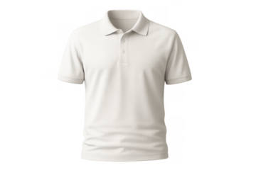 White polo shirt mockup on a transparent background, short sleeve casual apparel for branding and design template