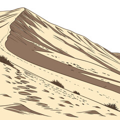 Desert slope with sediment color bands and sparse vegetation © sahana11