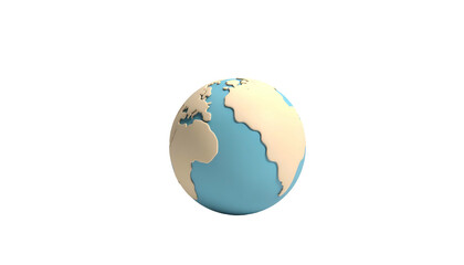 Fototapeta premium 3D cartoon Earth floating in space, showing continents and oceans, simple design