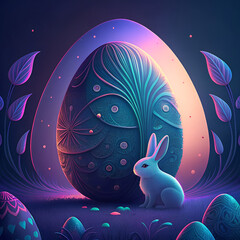 Clean Easter typography background with subtle egg illustrations, pastel gradient backdrop, copy space, social media and banner use