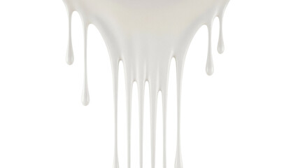 Obraz premium Creamy white paint dripping isolated PNG, viscous liquid flowing down on transparent background, abstract design element for decoration