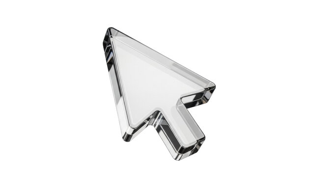 Transparent glass cursor PNG isolated on transparent background, computer pointer for graphic design and user interface elements