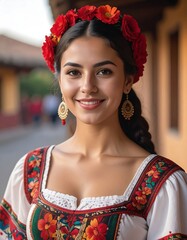 Smiling woman in traditional dress