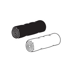 Flat Vector Rolled Mat Icon Set Black White