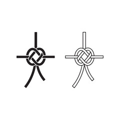 Abstract Intertwined Knot Symbol, Black and Outline Vector Graphic Set