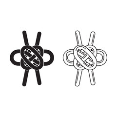 Abstract Decorative Knot Symbol Vector Graphic with Outline and Solid Fill