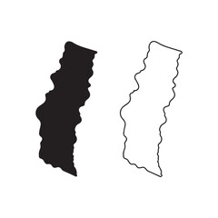 Minimalist Vector Illustration of Abstract Vertical Map Silhouette and Outline