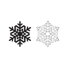 Stylized Winter Snowflake Vector Icons in Solid and Outline Styles