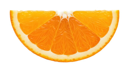 Half orange slice PNG isolated on transparent background, juicy citrus fruit with vibrant color and refreshing taste for healthy eating